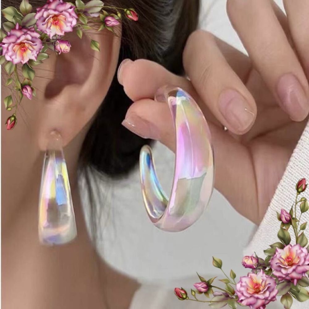 Iridescent Clear‎ Color C Design Earrings